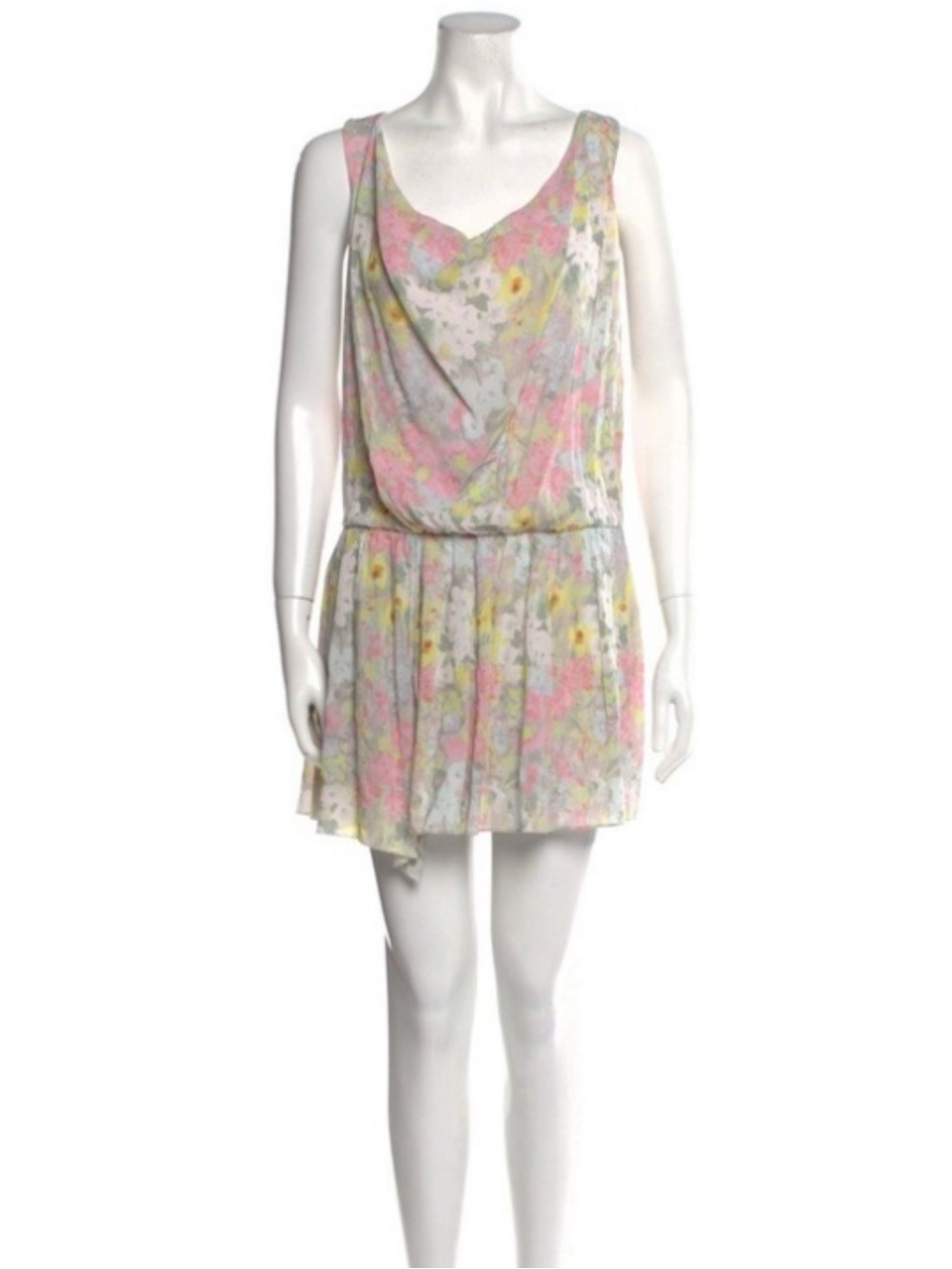 Alice + Olivia Pastel Floral Chiffon Dress in Pink and Yellow